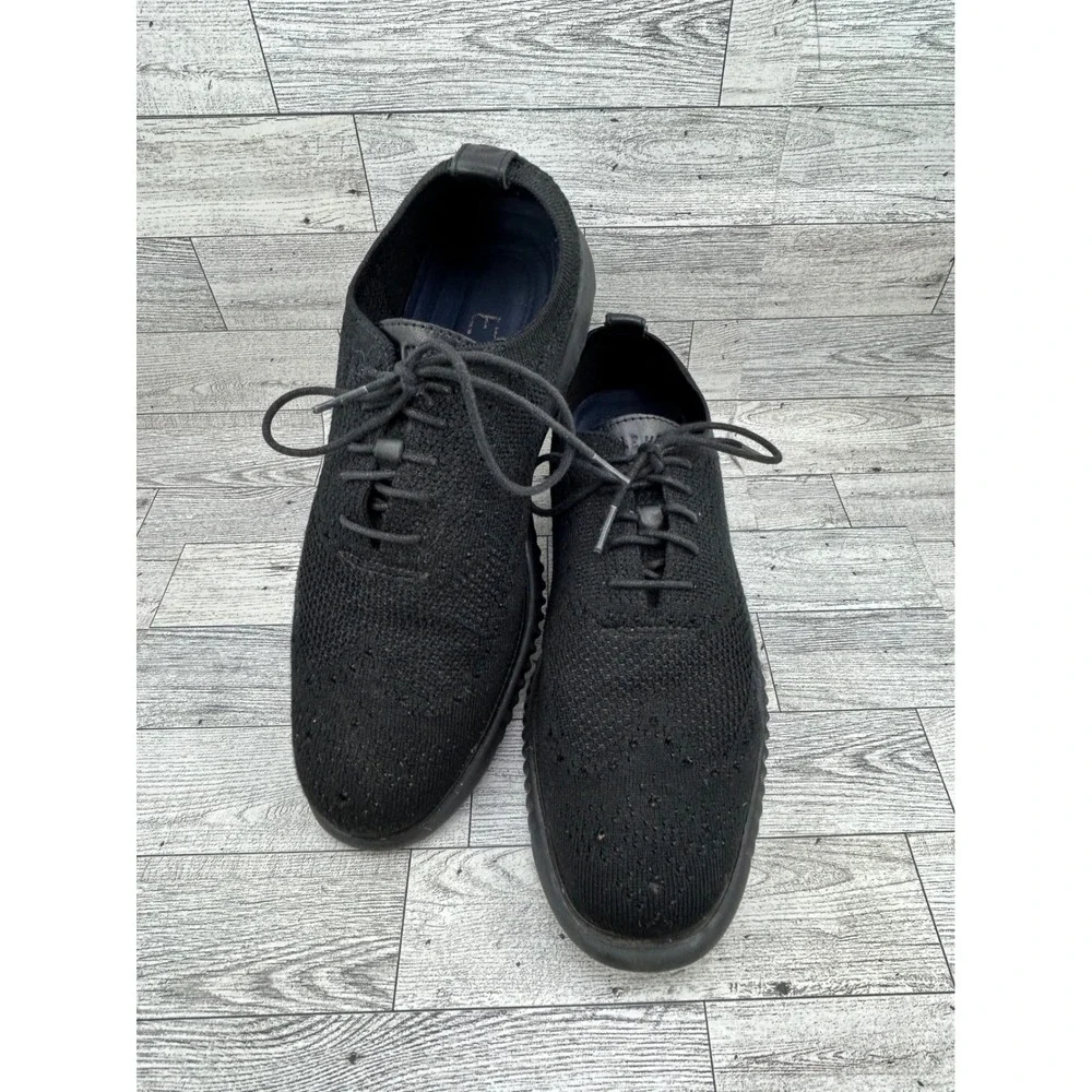 Cole Haan Zerogrand Stitchlite Wingtip Oxford Black Knit C28527‎ Men Sz 9M